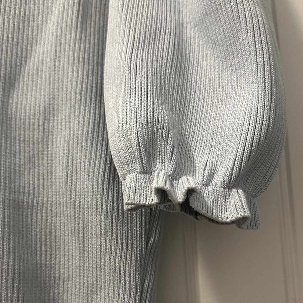 Zara Light Blue Ribbed Blouse - Picture 2 of 4
